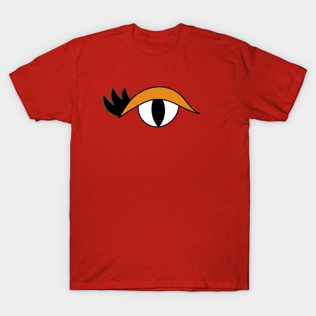 Cute Cartoon Eye with lashes an orange lid T-Shirt by Angel Dawn Design